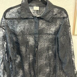 Sandra Mansour H&M sheer sunflower blouse L